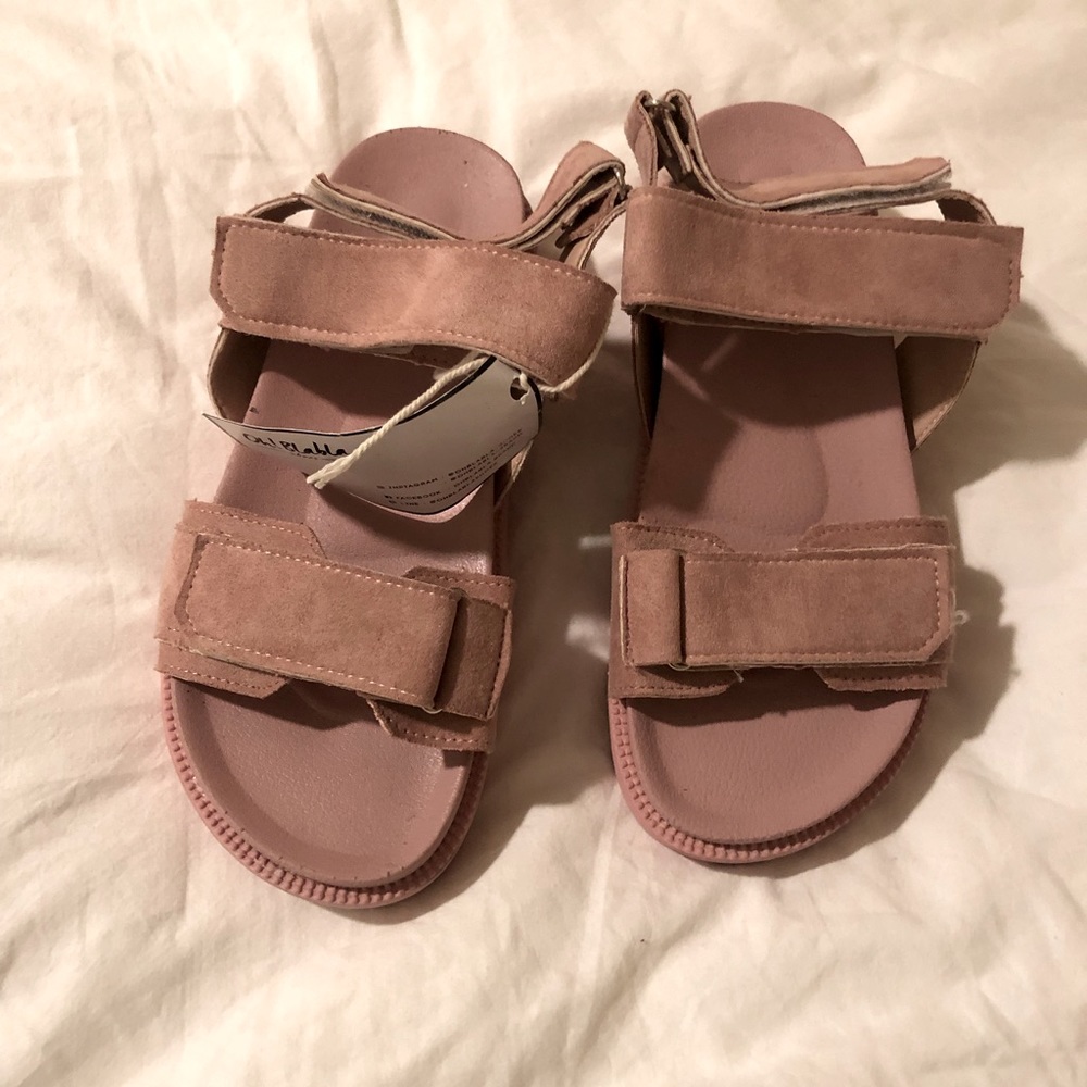 Pink platform rubber sandals